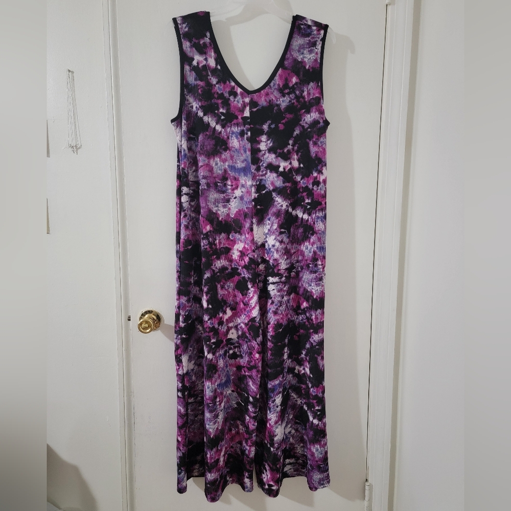 Plus Size Tie Dyed Ribbed Jumpsuit